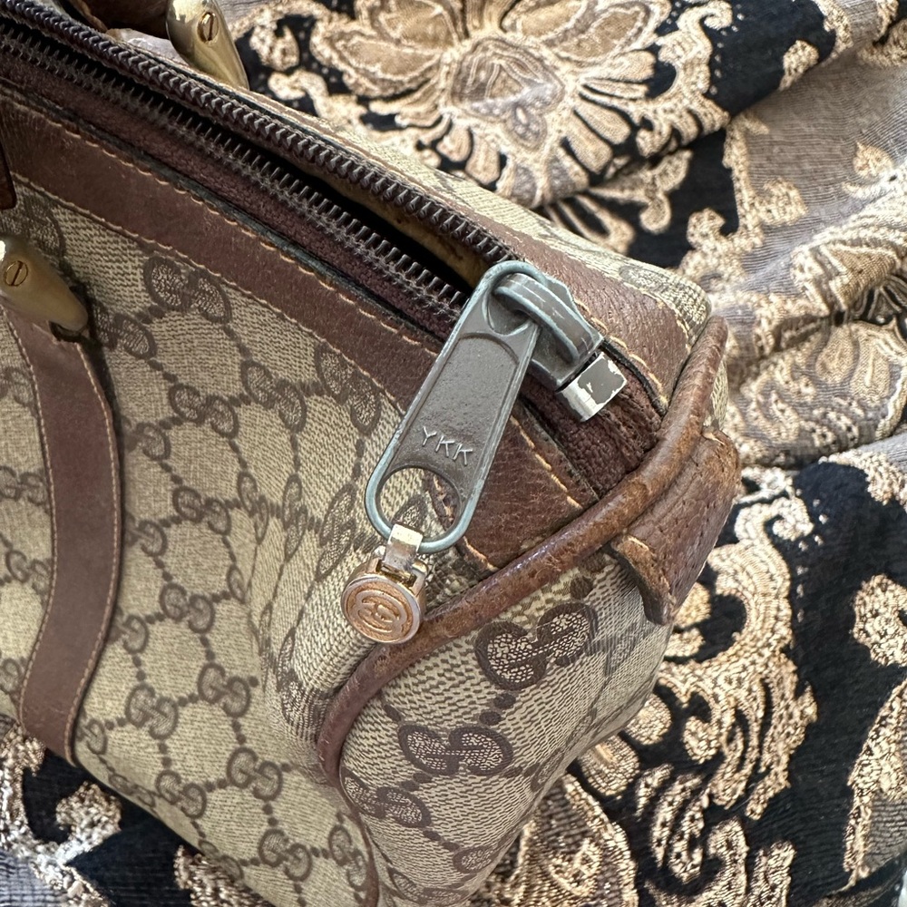 Gucci Monogram Canvas Boston  Handbag with Green and Red Stripe vintage - Picture 5 of 8